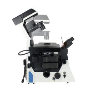 The transmitted light pillar of the EXI-1000 can be tilted backward to provide easy access to the stage when loading or unloading a sample.